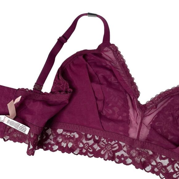 NEW VICTORIA'S SECRET Posey Lace Curvy Bralette Bra Size XL beet red - Picture 7 of 10